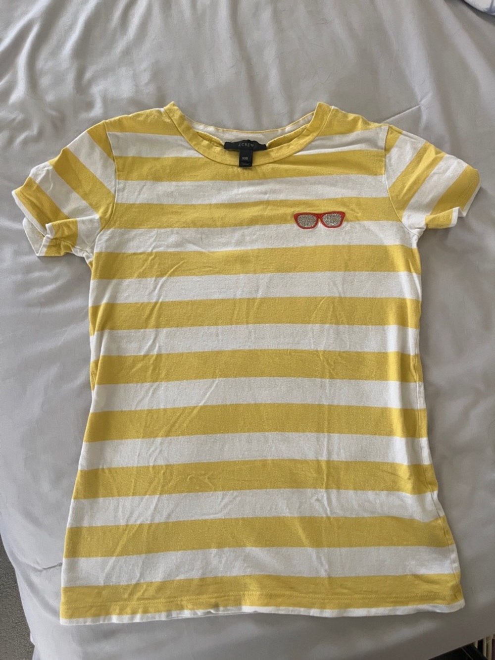 Yellow & White Striped Tee with Sunglasses Patch J. Crew